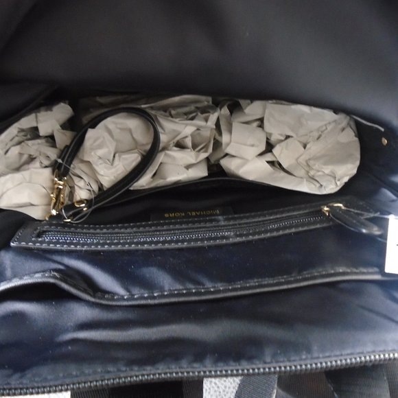 Michael Kors Polly MK MD Slim Zip Backpack Black Nylon Gold 30S9GP5B8C main image 15